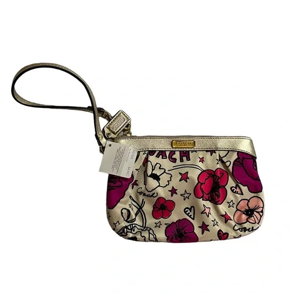 NWT Coach Poppy Kyra Wristlet in Beige/Pink Purple Floral Pattern - Picture 3 of 8